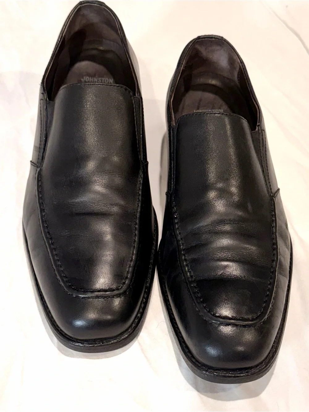 Johnston & Murphy Black Leather Slip-On Loafers, Dual Width Xc4 Waterproof Sz 10